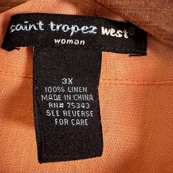 Saint Tropez West Jacket Women’s Size 3X Orange Linen Button Front *Color Fading - Picture 4 of 8